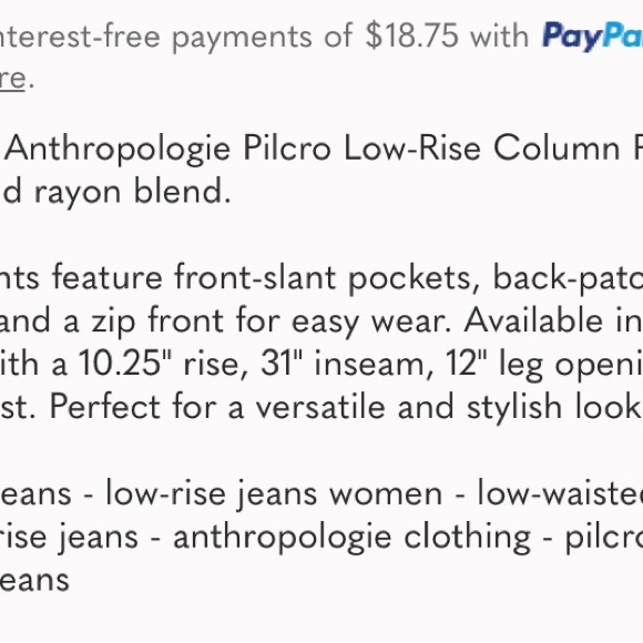 Anthropologie Pilcro low rise wide leg column pants - Picture 4 of 6